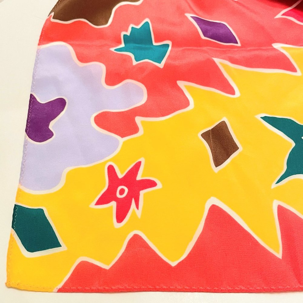 Colorful Abstract Print Silk Rectangular Scarf - Picture 3 of 6